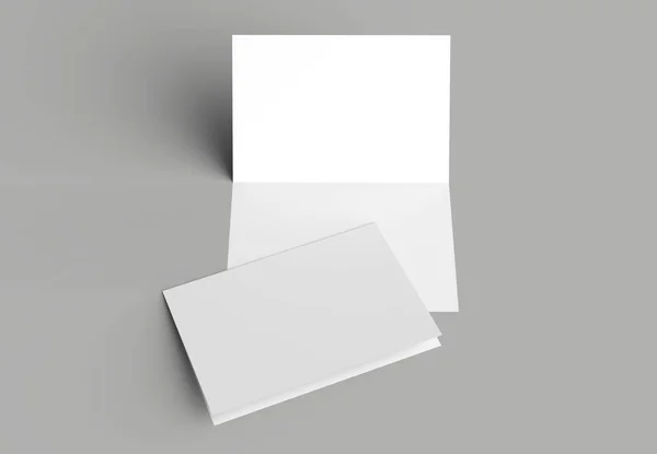 Bi fold vertical - landscape brochure or invitation mock up isol — Stock Photo, Image