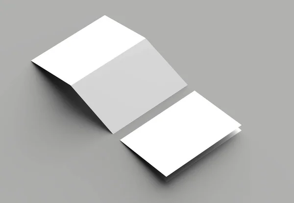 Bi fold vertical - folheto paisagístico ou convite mock up isol — Fotografia de Stock