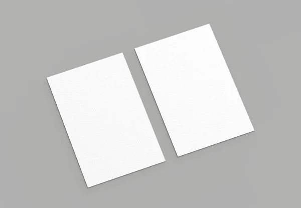 Business card mock up isolated on gray background. Vertical. 3D