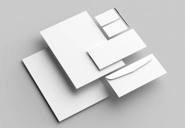 Kurumsal kimlik Kırtasiye kadar izole üzerinde gri adam sahte