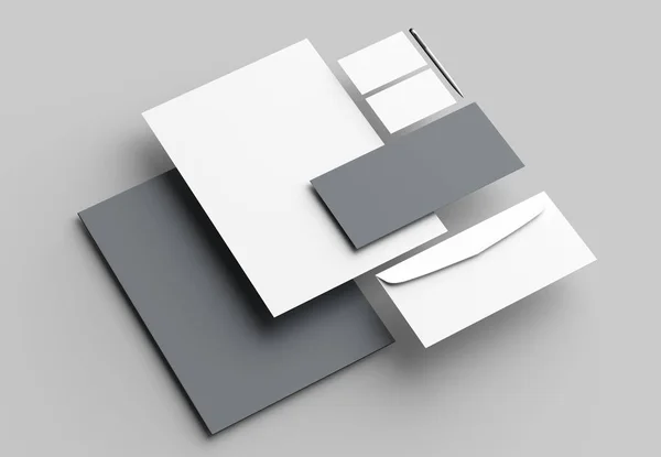 기업의 정체성 편지지에 고립 된 회색 backgroun를 모의 — 스톡 사진