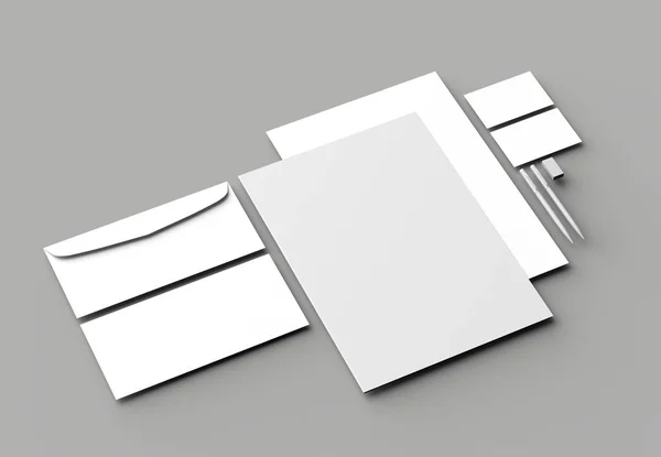 Vállalati-azonosság levélpapír modell akár elszigetelt a szürke háttere — Stock Fotó