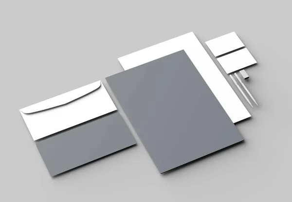 Identité d'entreprise papeterie maquette isolée sur fond gris — Photo