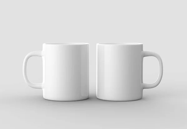 Taza maqueta aislada sobre fondo gris claro. Ilustración 3D . — Foto de Stock