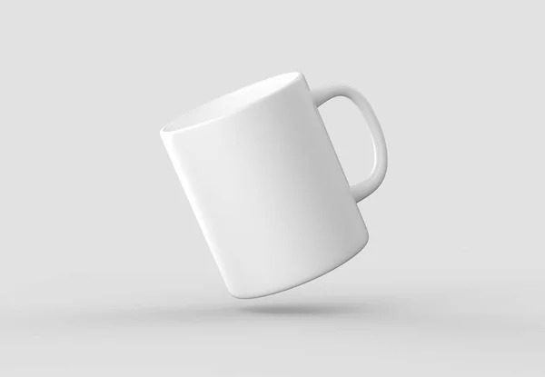 Mugg mock upp isolerade på grå bakgrund. 3D illustrera. — Stockfoto