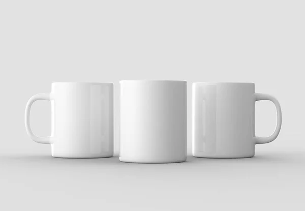 Mug mock up isolé sur fond gris clair. Illustration 3D . — Photo