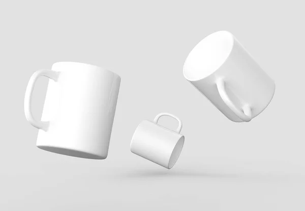 Mug mock up isolated on light gray background. 3D illustrating. — Stock Photo, Image