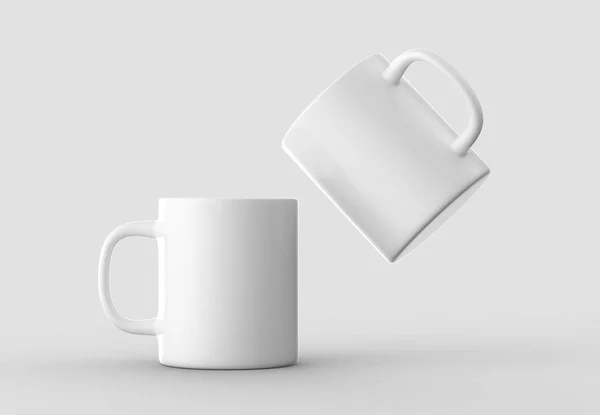 Mug mock up isolated on light gray background. 3D illustrating. — Stock Photo, Image