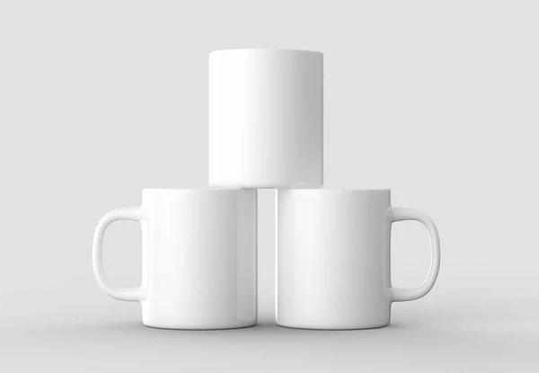 マグカップに分離の明るい灰色の背景を模擬。3 d イラスト. — ストック写真