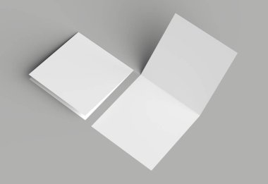 BI katlayın kare broşür ya da davet sahte gri b izole