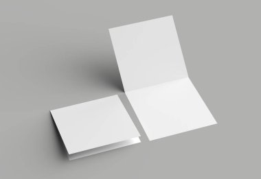 BI katlayın kare broşür ya da davet sahte gri b izole