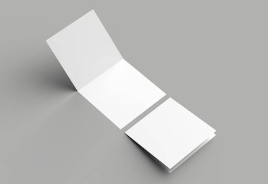 BI katlayın kare broşür ya da davet sahte gri b izole