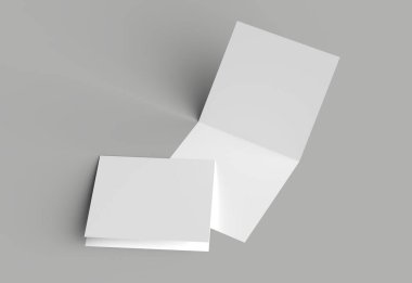 BI katlayın kare broşür ya da davet sahte gri b izole