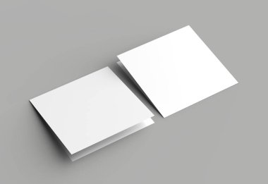 BI katlayın kare broşür ya da davet sahte gri b izole