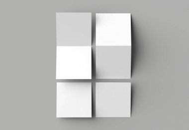 BI katlayın kare broşür ya da davet sahte gri b izole