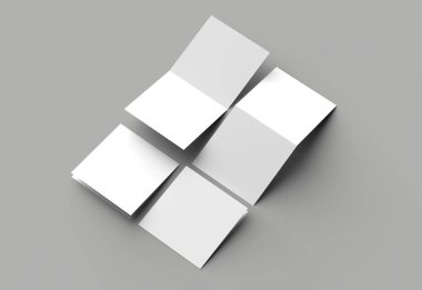 BI katlayın kare broşür ya da davet sahte gri b izole