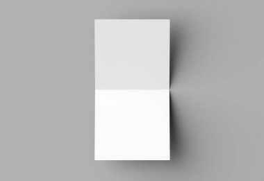 BI katlayın kare broşür ya da davet sahte gri b izole