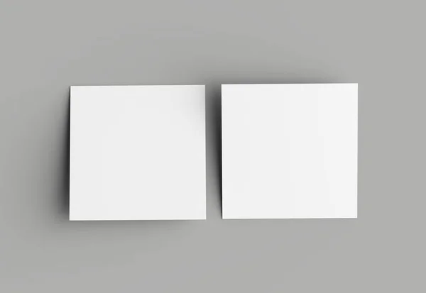 BI vika fyrkantig broschyr eller inbjudan mock upp isolerade på grå b — Stockfoto