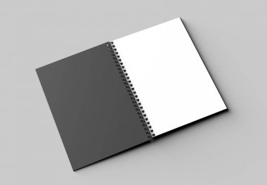 Spiral cilt defter üzerinde yumuşak izole siyah kapaklı sahte