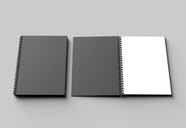 Spiral cilt defter üzerinde yumuşak izole siyah kapaklı sahte