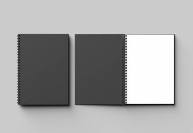 Spiral cilt defter üzerinde yumuşak izole siyah kapaklı sahte