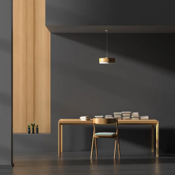 Interior de estilo moderno com mesa de trabalho de madeira . — Fotografia de Stock