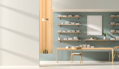 Modern tarzda iç mekanda poster çerçevesiyle dalga geç