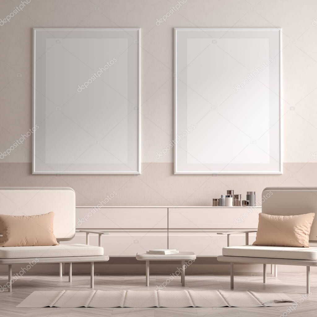 Mock up poster frame in Scandinavian style interior