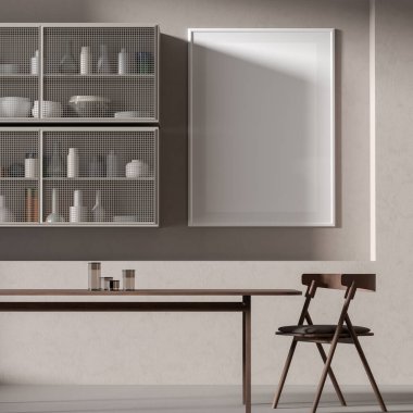 İskandinav tarzı yemek odasında poster çerçevesi kadar Mock