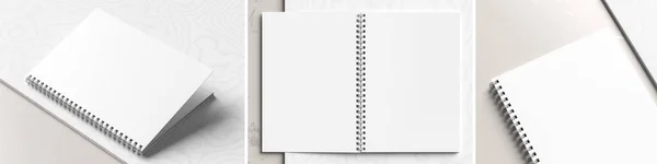 Σχήμα Σπιράλ Σημειωματάριο Δεσίματος Mock Λευκό Μάρμαρο Φόντο Ρεαλιστικό Σημειωματάριο — Φωτογραφία Αρχείου