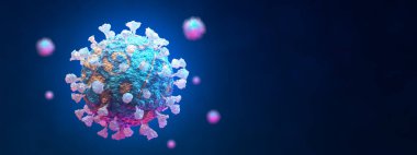 Coronavirus 2019-nCov romanı Coronavirus salgını konsepti. Virüs hücrelerinin mikroskobik görüntüsü. 3B illüstrasyon.