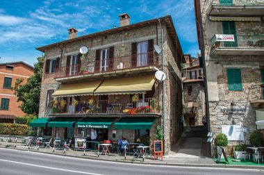 Eski köy Passignano sul Trasimeno binada Restoran görünümünü