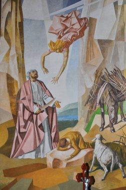 Almas kilisede Niteroi Santuario das İncil alıntı görüntüleri ile duvarlara resim görünümü