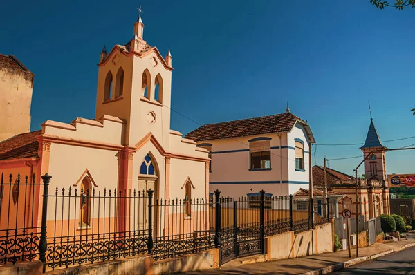 São Manuel Sudeste Brasil Outubro 2017 Fachada Pequena Igreja Campanário — Fotografia de Stock