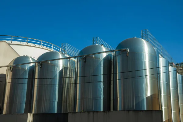 Steel storage tanks at the Aurora Winery