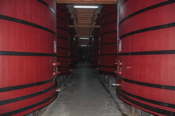 Wood storage tanks and equipment at Aurora Winery