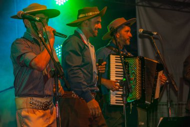 Geleneksel bir folklor festivalinde müzisyenler