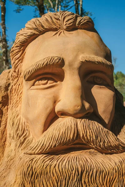 Sandstone sculpture of a bearded man — Stock Photo, Image
