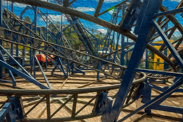 Steel rails and beams from roller coaster — Stock Photo, Image