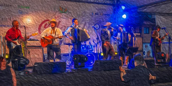 Gente bailando y músicos en el festival folclórico — Foto de Stock