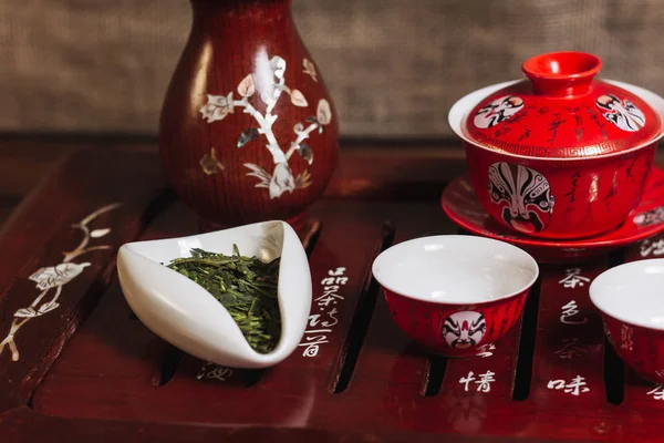 Tea ceremony on the tea desk — Stock Photo, Image