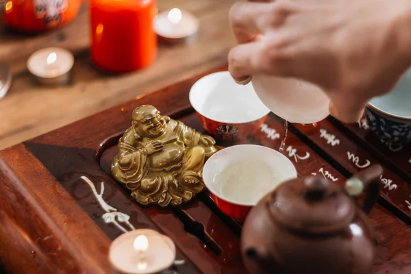 Tea ceremony on the tea desk — Stock Photo, Image