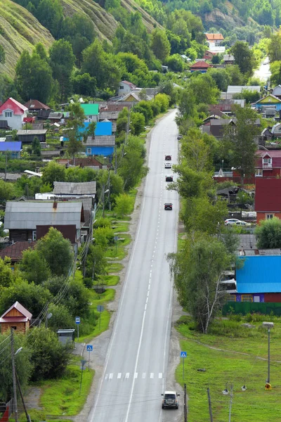 Top view of the street in the Siberian city of Tobolsk in Russia — Stock Photo, Image