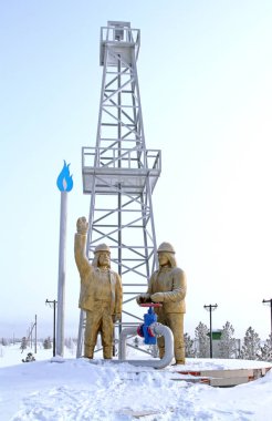 Monument to the discoverers of gas fields in the North of Wester clipart