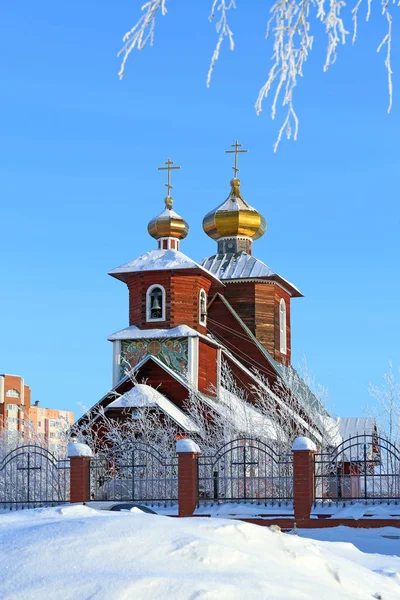 Church of St. Seraphim of Sarov in winter in the Russian city of — стокове фото