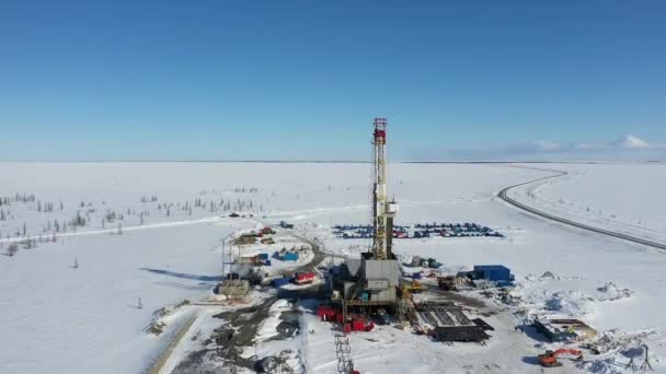 Yamal Russia April 2020年 西伯利亚北部一个气田的钻井平台 — 图库视频影像
