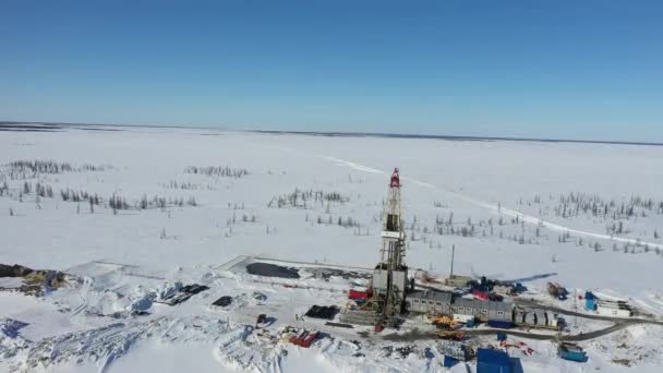 Yamal Russia April 2020年 西伯利亚北部一个气田的钻井平台 — 图库视频影像