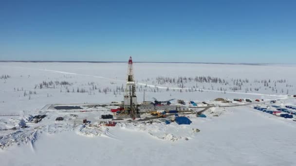 Yamal Ryssland April 2020 Borrigg Vid Ett Gasfält Norra Sibirien — Stockvideo