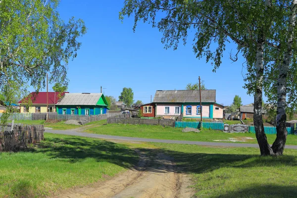 Território Altai Rússia Maio 2014 Uma Rua Dia Verão Aldeia — Fotografia de Stock