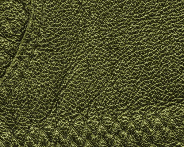 Groene lederen textuur close-up. — Stockfoto